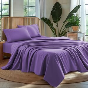 Luxury 1000-Thread Microfiber 4-Piece Bed Sheet Set – Purple (Double)
