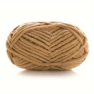 Soft Polyester Flat Yarn – 60m, 4mm Width | Smooth & Comfortable |  Light Coffee