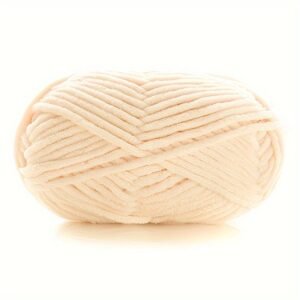 Soft Polyester Flat Yarn – 60m, 4mm Width | Smooth & Comfortable |  Beige Tone