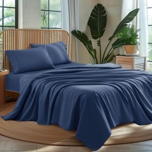 Luxury 1000-Thread Microfiber 4-Piece Bed Sheet Set – Navy (Single)