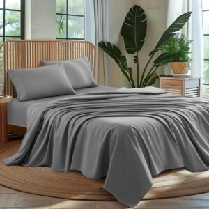 Luxury 1000-Thread Microfiber 4-Piece Bed Sheet Set – Light Grey (Single)