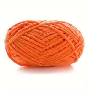 Soft Polyester Flat Yarn – 60m, 4mm Width | Smooth & Comfortable |  Tangerine 