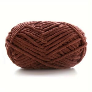Soft Polyester Flat Yarn – 60m, 4mm Width | Smooth & Comfortable |  Dark Coffee