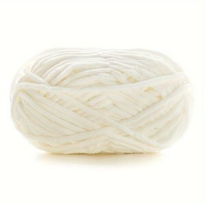 Soft Polyester Flat Yarn – 60m, 4mm Width | Smooth & Comfortable |  White