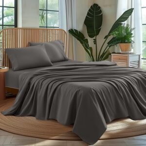 Luxury 1000-Thread Microfiber 4-Piece Bed Sheet Set – Dark Gray (Queen)