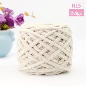 Luxurious Thick Polyester Yarn – 100g Ball | Khaki White