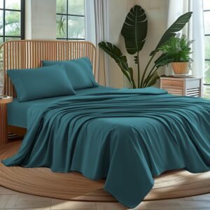 Luxury 1000-Thread Microfiber 4-Piece Bed Sheet Set –  Military Blue (Double)